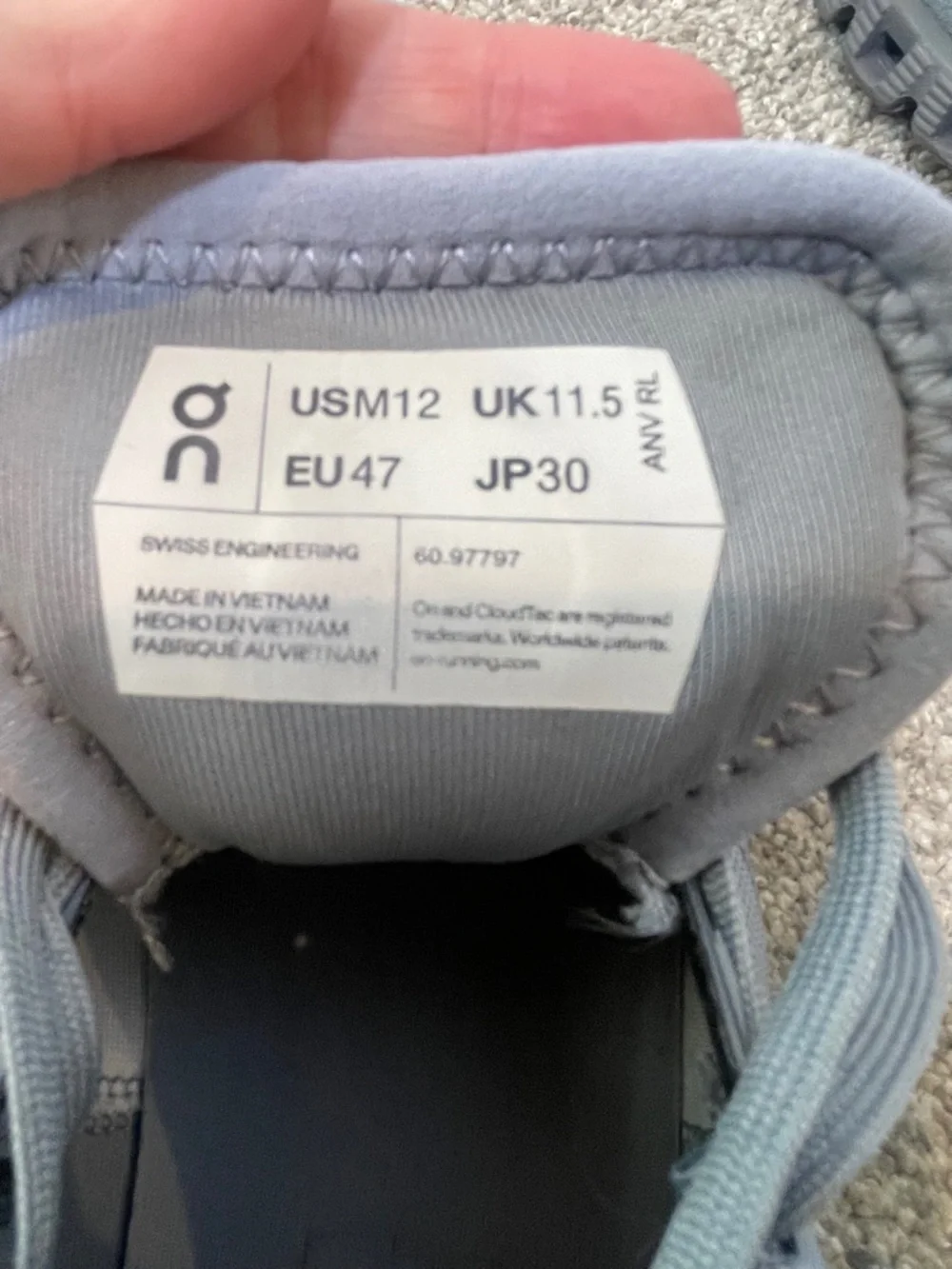 On Running Men's Cloud X3 Sneakers Mist/Rock, Gray, Size 12